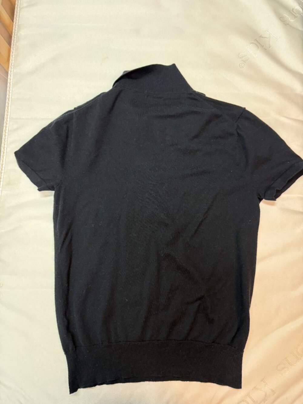 J.Crew Pima Cotton Johnny Collar Sweater Polo Black Short Sleeve Size S - Picture 4 of 4